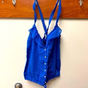 Abercrombie & Fitch blue tan top
